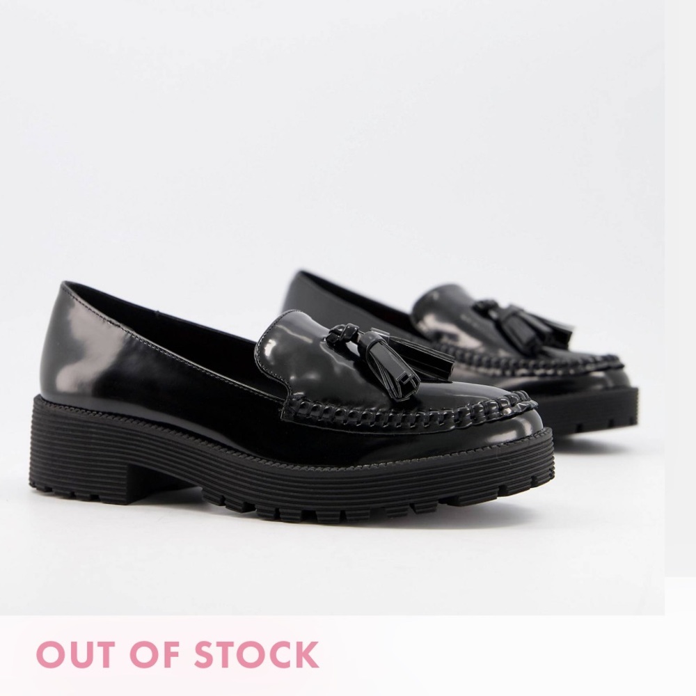 asos black faux leather loafers